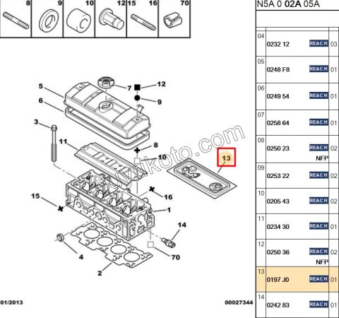 Motor Takım Contası (1) Üst TU5JP 1.6 8V 90HP TU5J2