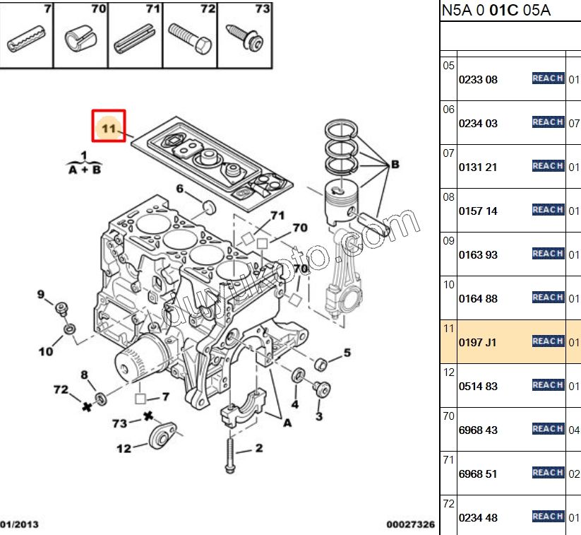 Motor Takım Contası (1+2) Silindir Kapak Contasız TU5JP 8V KECE+ ( Üst