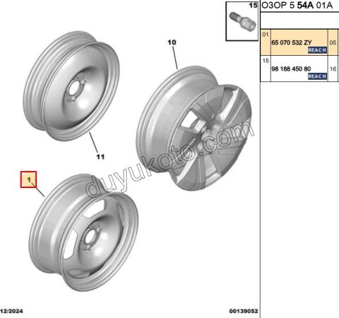 Sac Jant 15 INC PRT3 SIYAH 6.5 X 15 H2 ET27