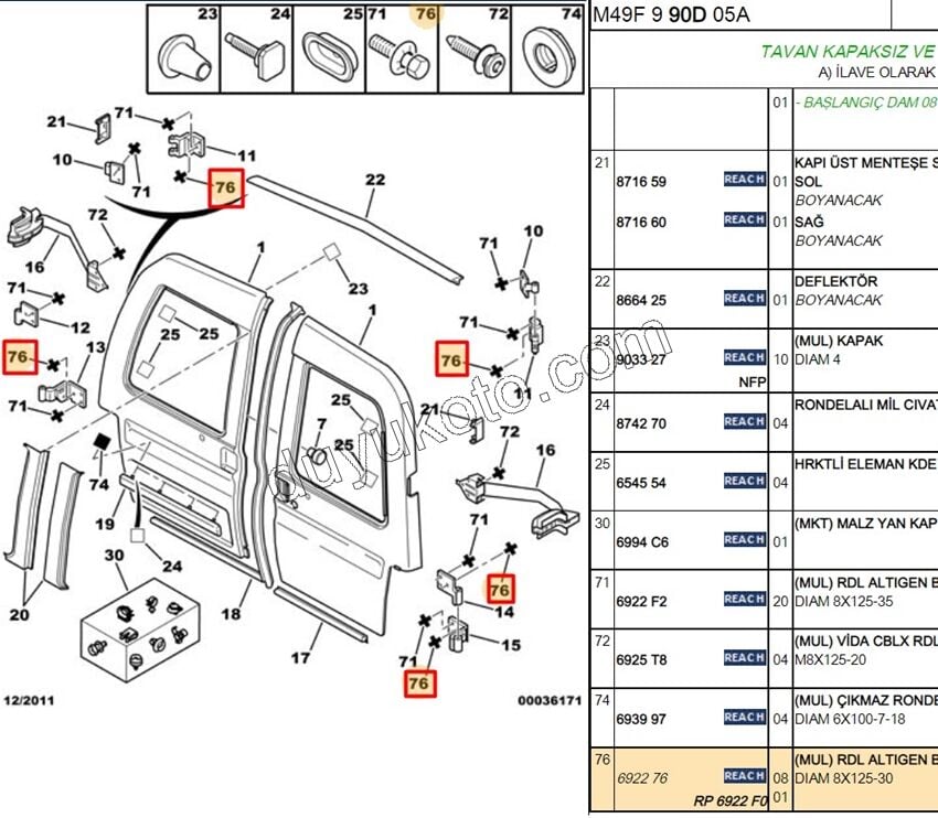 CIVATA PULLU KAPI MENTESE BAGLANTI DIAM 8X125-30