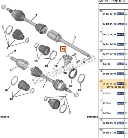 Aks Mili Sağ Orta Bağlantı Ayağı  PBP 1.3HDI 55254747 55226324 55273910