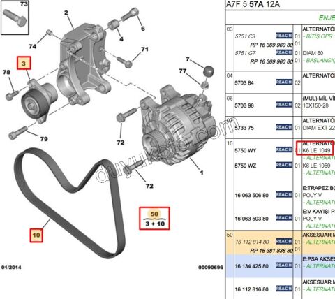 Alternatör V Kayış Kiti (Gergi Kütüklü) ET3J4