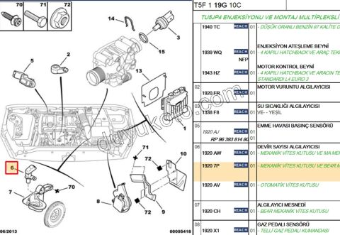 SENSOR VOLAN 1.6İ 16V Benzinli BE4R SANZIMAN 9633475780
