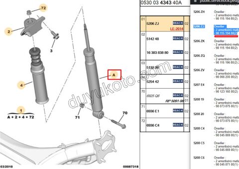 Arka Amortisör C42 DS41 P3081 P307