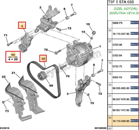 Alternatör V Kayış Kiti (Gergi Kütüklü) 1.6HDİ Euro6