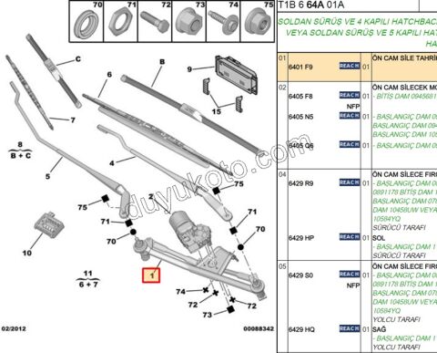 PEUGEOT 206 ÖN CAM SİLGİ MEKANIZMASI P206 P206+