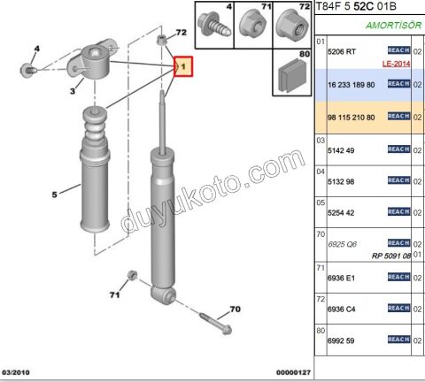 Arka Amortisör Dayama Takozu (Toz Körüklü)  P30081 DS41 C42