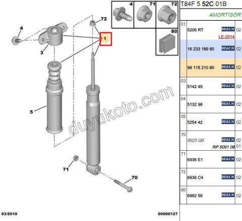 Arka Amortisör Dayama Takozu (Toz Körüklü)  P30081 DS41 C42