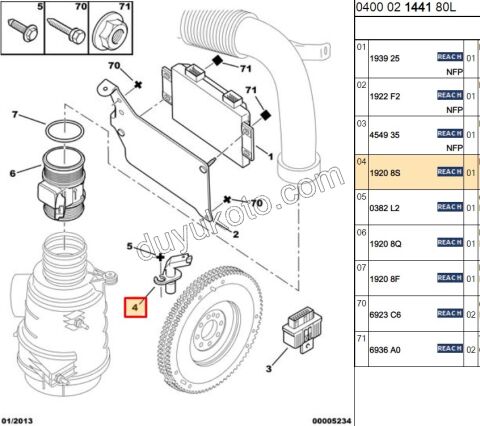 SENSOR VOLAN DW10 8V 1.9D,Y.M 03/09 9632889780