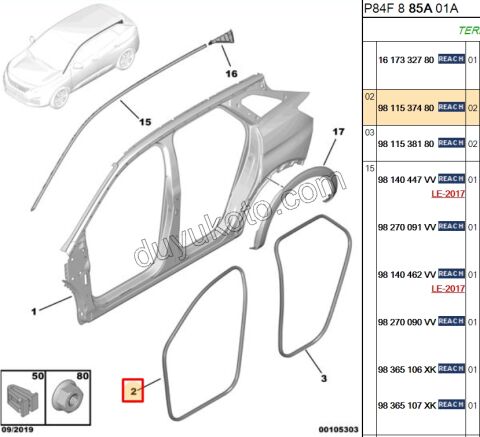 Ön Kapı Fitili Sağ/So P30081 P30082 P50081 P50082