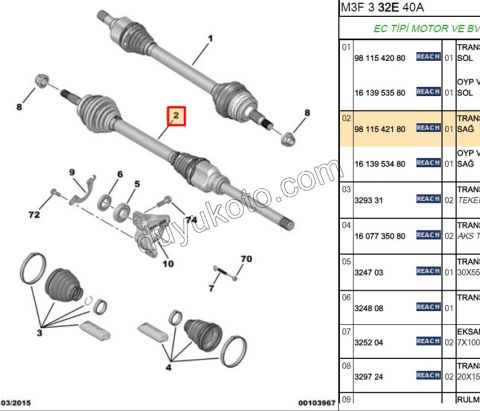Aks Mili Sağ P301 EB2 OTOM AT6