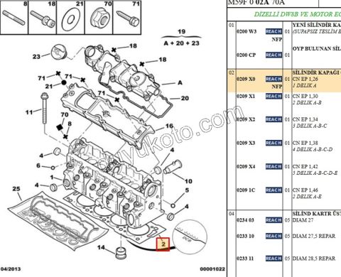 Silindir Kapak Contası 1.9D, 1998/2003 2+1 1.26MM