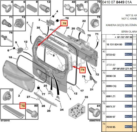 TAPA LASTIK BAGAJ DIREK R/L TEKI PRT3