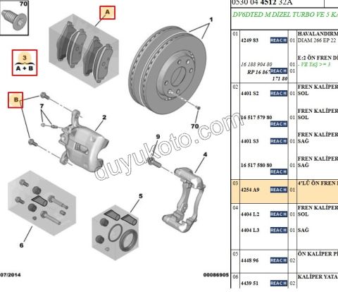 Fren Balatası Ön Tk C42 MQ DS41