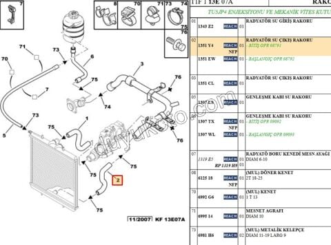 Radyatör Hortumu Alt P206 TU3JP TU5JP