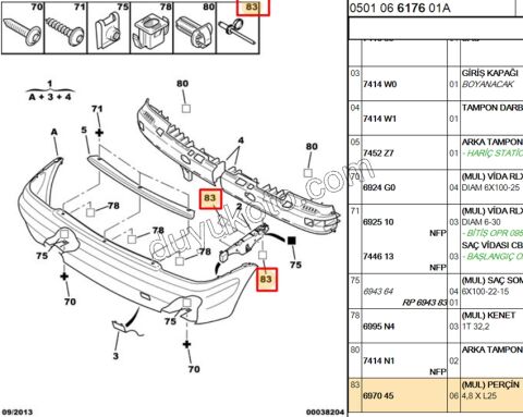 PERCIN SIYAH ARKA TAMPON PRT3 XS2 EXP3 4,8 X L25