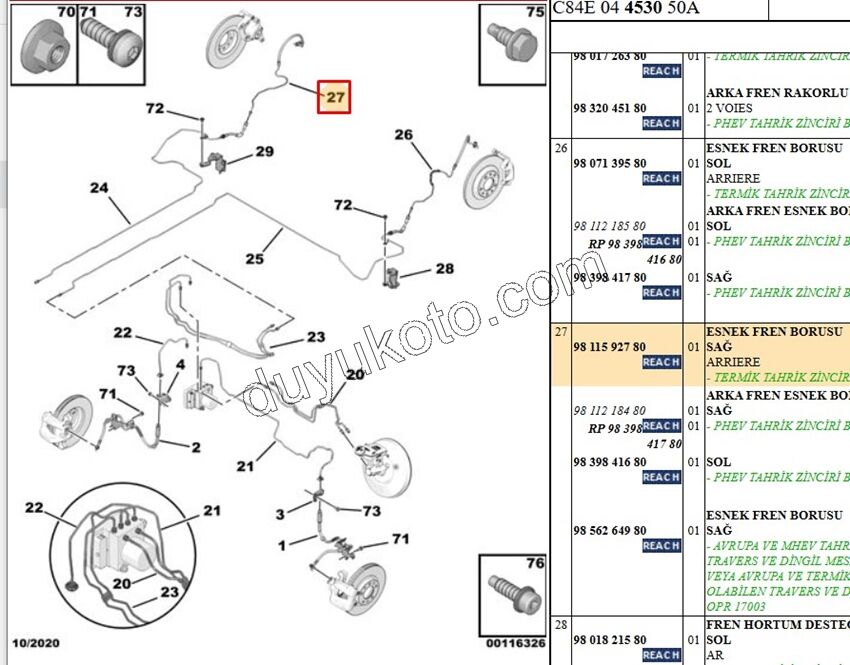 Fren Hortumu Sağ Arka C4PC2