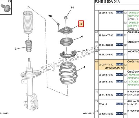 Ön Amortisör Üst Takozu P20082 C43E