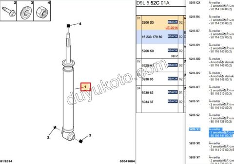 Arka Amortisör P406 COUPE