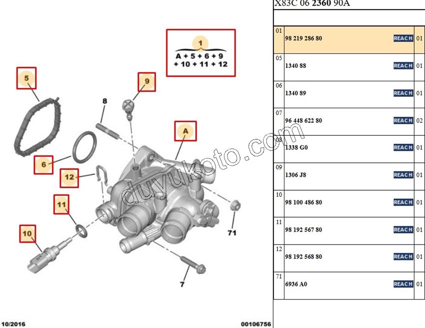 Termostat 1.6THP 220HP Euro6.3