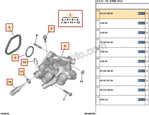 Termostat 1.6THP 220HP Euro6.3