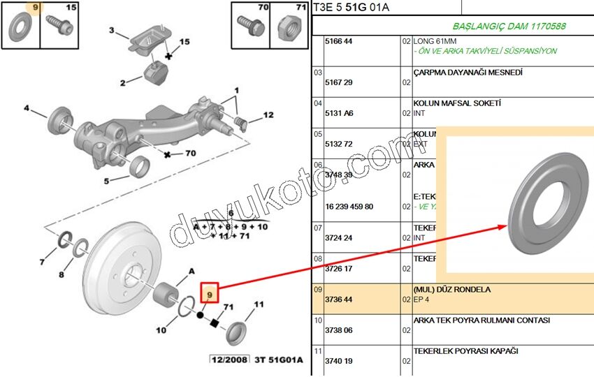 PUL ARKA PORYA RULMAN DIS P206