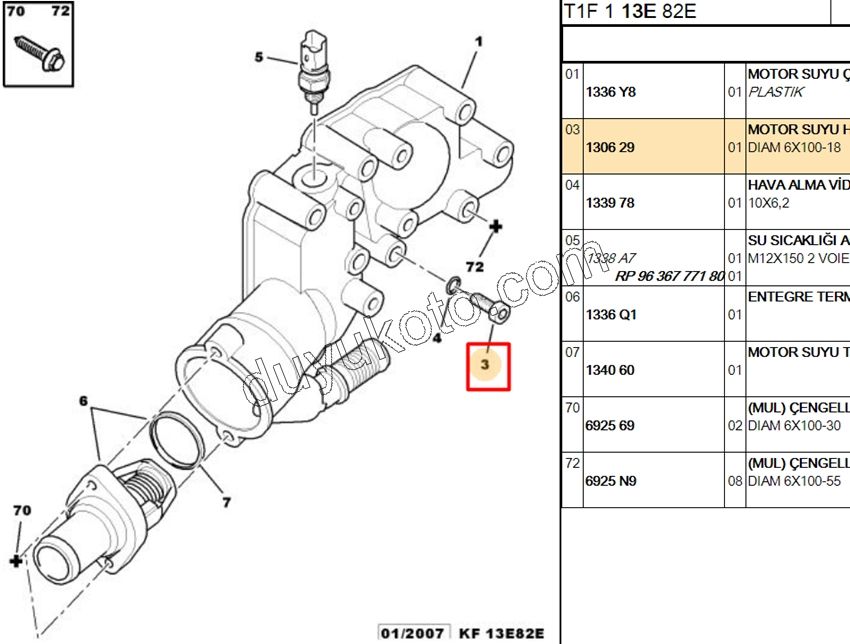CIVATA SARI TERMOSTAT HAVA ALMA TU3 PUL