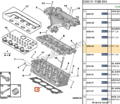 Silindir Kapak Contası 2.0HDİ 16V 136HP 1.35MM (1+3)