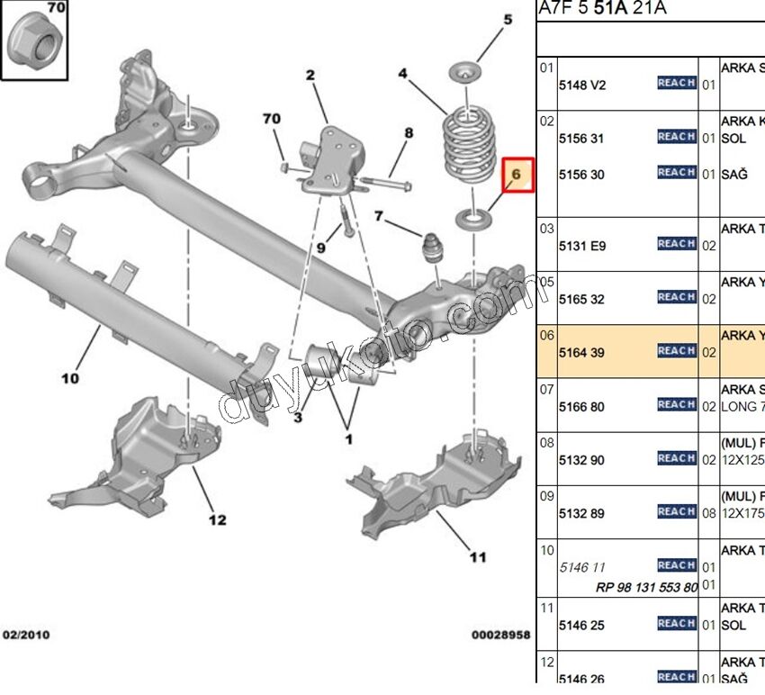 Arka Helezon Alt Çanak (Plastik) P207