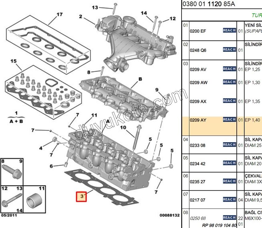 Silindir Kapak Contası 2.0HDİ 16V 136HP 1.40MM (1+4)