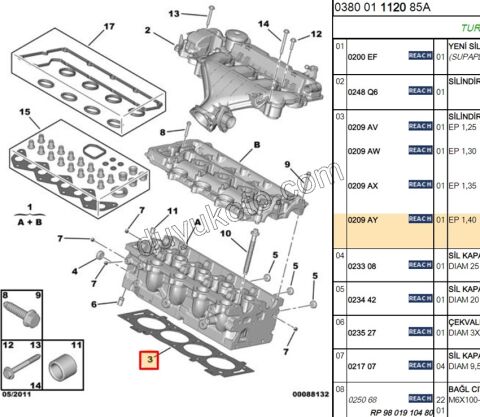 Silindir Kapak Contası 2.0HDİ 16V 136HP 1.40MM (1+4)