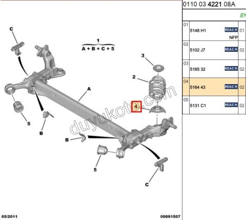 Arka Helezon Alt Takoz Lastik C2