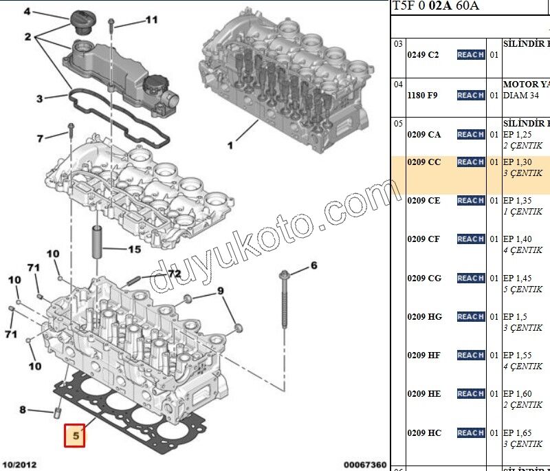 Silindir Kapak Contası 1.6HDİ Euro4 1.30 3+1