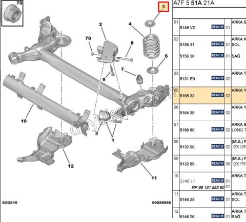 Arka Helezon Üst Çanak (Plastik) P207 P2081