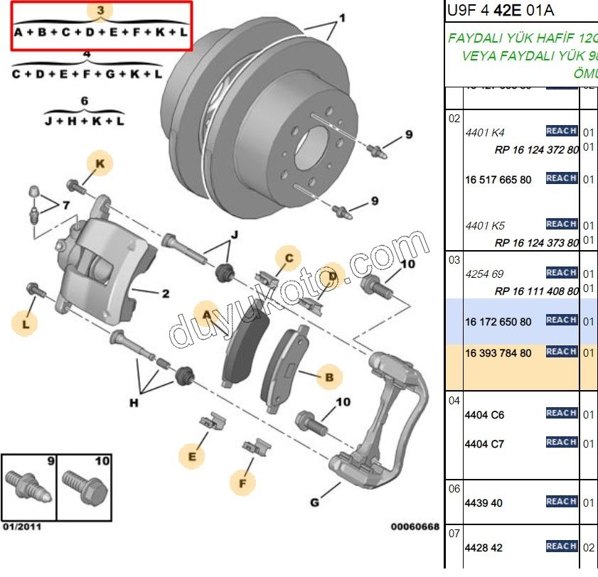 Fren Balatası Arka Tk BXR3