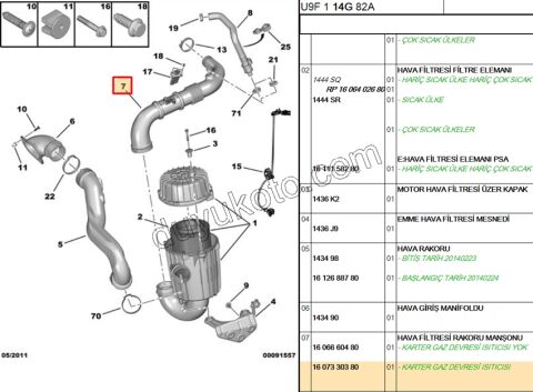 Turbo Hava Hortumu BXR3 EURO 5