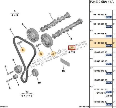 Egzoz Eksantrik Dişlisi EB2FA 80HP