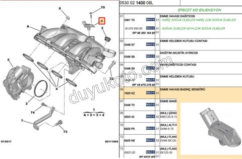 Emme Manifolt Basınç Sensörü (Map Sensörü)   1.6THP 175HP V754050880