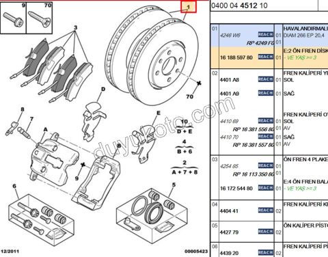 Ön Fren Diski Takım HAVA+ PRT1 P306