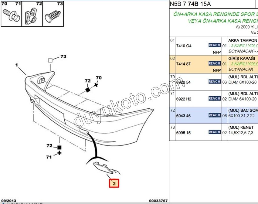 KAPAK CEKI DEMIR ARKA EM P306GTI