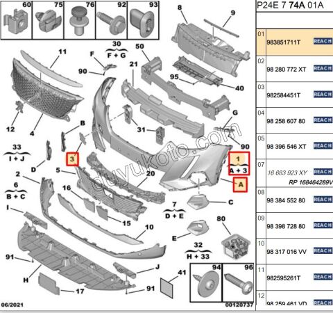 Ön Tampon P20082 GT CEKI KAPAK+