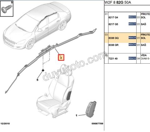 Sürücü (Sol) Tavan Hava Yastığı (AIRBAG) P5081
