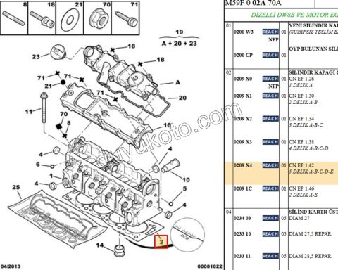 Silindir Kapak Contası 1.9D, 1998/2003 2+5 1.42MM