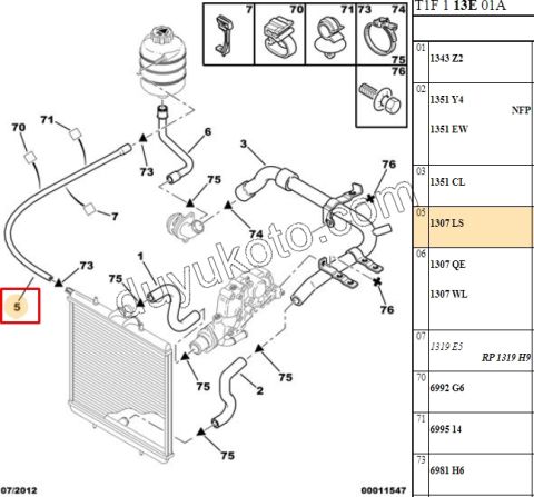 Radyatör Ek Su depo Hortumu P206 1.4L 75HP/1.6L 90HP (LASTIK HORT)