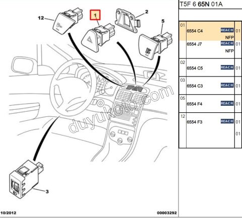 Dörtlü Flaşör Anahtarı P3072 KAHVERENGI SOKET 3PIN