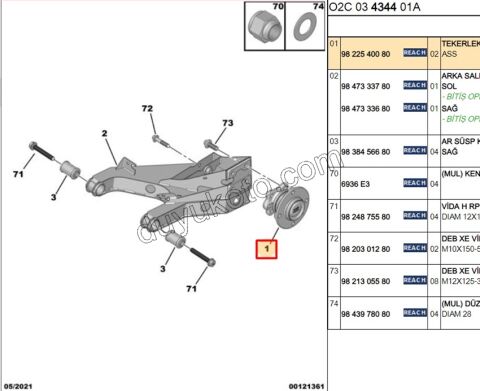 Arka Teker Rulmanı (Poryalı) KOMPLE P2082 AMI KAMAPANA