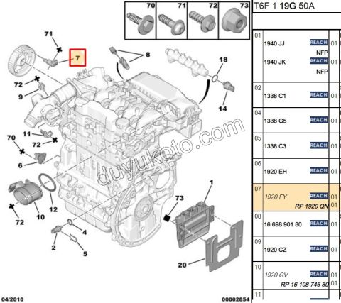 SENSOR EKSANTRIK KONUM 1.6HDİ Euro4 DW10 8V 2.0HDİ 16V 136HP 9665443580