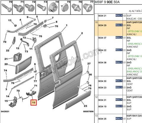 MAKARA SURGULU KAPI ALT L PRT1 PRT2 KANCA+