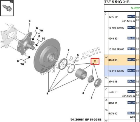 Arka Teker Rulmanı P207