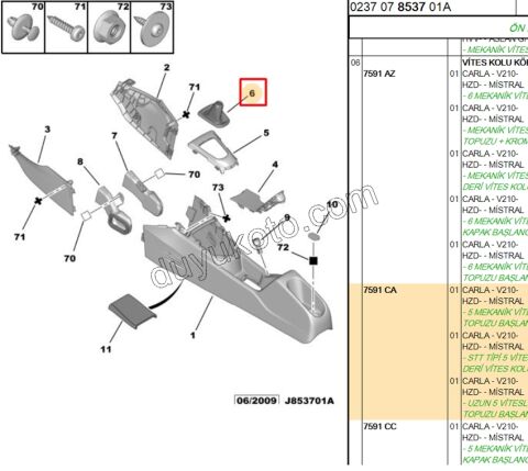 Vites Kolu Körüğü DS3